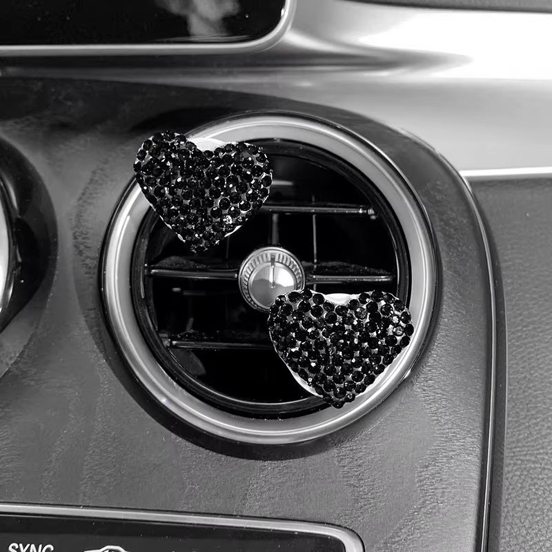 2Pcs Love Heart Air Freshener Diamond Car Perfume Fragrance Aromatherapy Smell Diffuser Auto Styling Interior Car Accessories