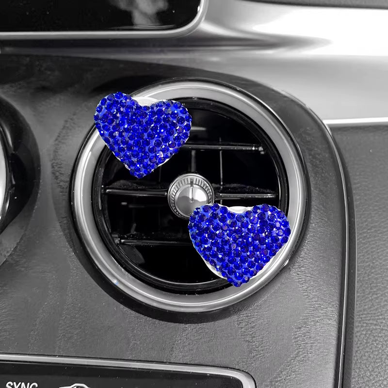 2Pcs Love Heart Air Freshener Diamond Car Perfume Fragrance Aromatherapy Smell Diffuser Auto Styling Interior Car Accessories