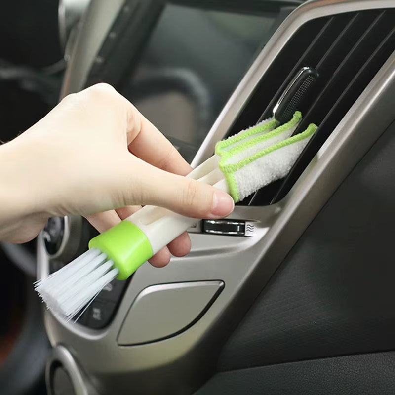 2-in-1 Car Air Conditioner Outlet Cleaning Tool and Multi-Purpose Dust Brush for Interior and Grille Cleaning