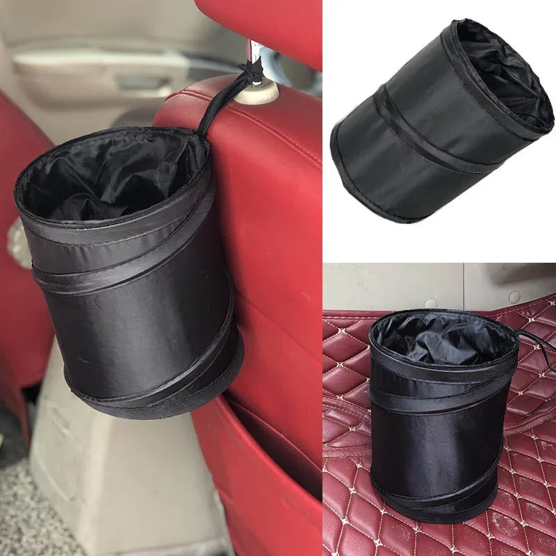 Waterproof Black Car Trash Can with Side Pocket - Leak-Proof Cooler Bag for Vehicle Waste Disposal