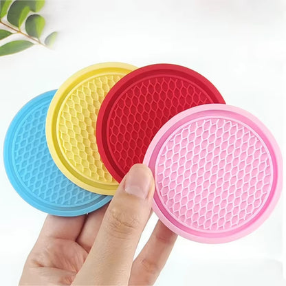 Anti-Slip Silicone Car Coaster and Cup Holder Mat - Interior Accessory for Water Bottles and Cups