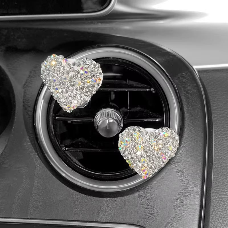 2Pcs Love Heart Air Freshener Diamond Car Perfume Fragrance Aromatherapy Smell Diffuser Auto Styling Interior Car Accessories