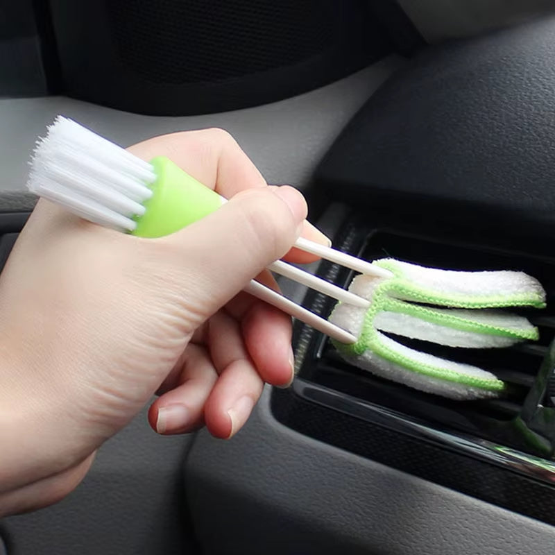 2-in-1 Car Air Conditioner Outlet Cleaning Tool and Multi-Purpose Dust Brush for Interior and Grille Cleaning
