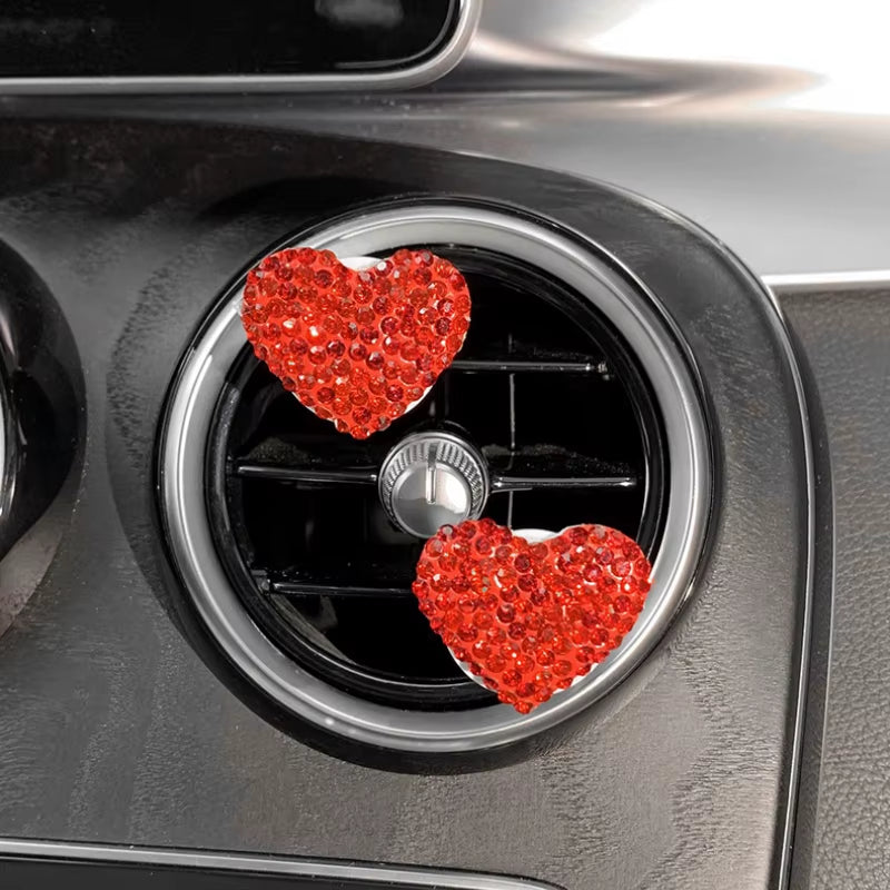 2Pcs Love Heart Air Freshener Diamond Car Perfume Fragrance Aromatherapy Smell Diffuser Auto Styling Interior Car Accessories