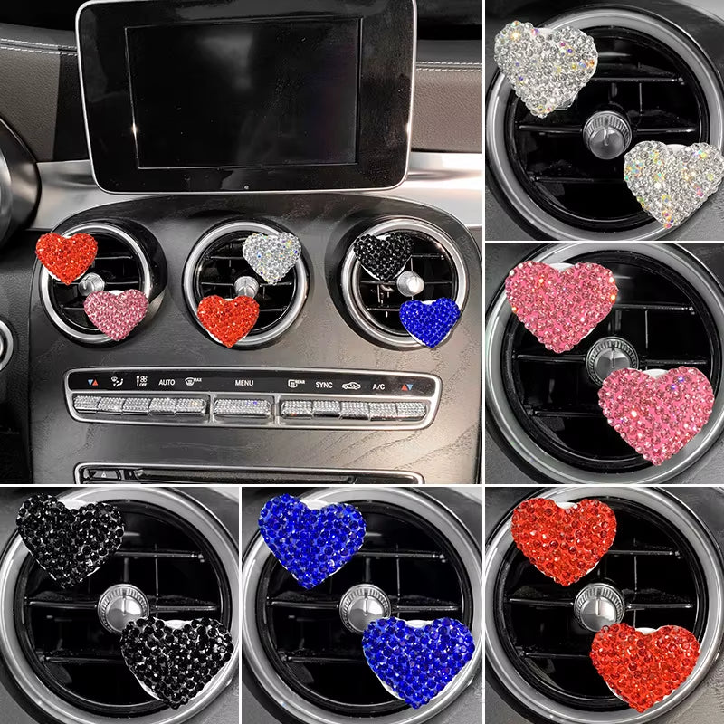 2Pcs Love Heart Air Freshener Diamond Car Perfume Fragrance Aromatherapy Smell Diffuser Auto Styling Interior Car Accessories
