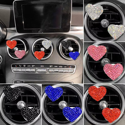 2Pcs Love Heart Air Freshener Diamond Car Perfume Fragrance Aromatherapy Smell Diffuser Auto Styling Interior Car Accessories