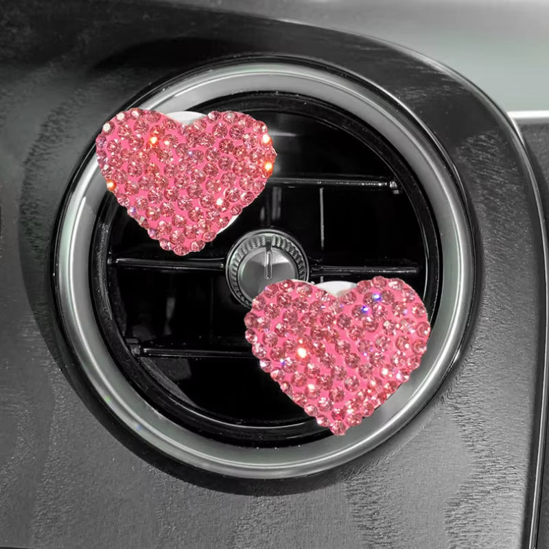 2Pcs Love Heart Air Freshener Diamond Car Perfume Fragrance Aromatherapy Smell Diffuser Auto Styling Interior Car Accessories