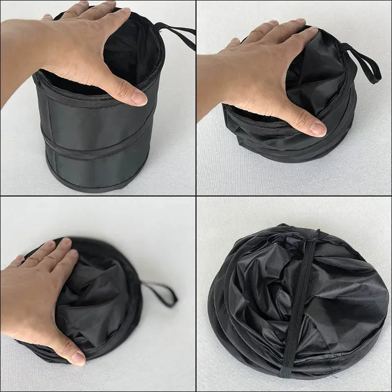 Waterproof Black Car Trash Can with Side Pocket - Leak-Proof Cooler Bag for Vehicle Waste Disposal