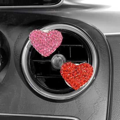 2Pcs Love Heart Air Freshener Diamond Car Perfume Fragrance Aromatherapy Smell Diffuser Auto Styling Interior Car Accessories