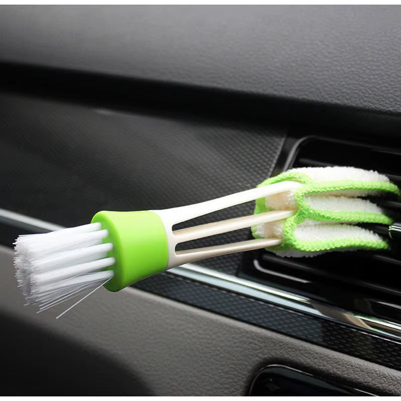 2-in-1 Car Air Conditioner Outlet Cleaning Tool and Multi-Purpose Dust Brush for Interior and Grille Cleaning