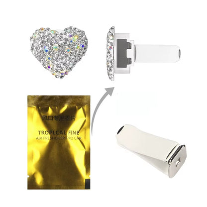 2Pcs Love Heart Air Freshener Diamond Car Perfume Fragrance Aromatherapy Smell Diffuser Auto Styling Interior Car Accessories