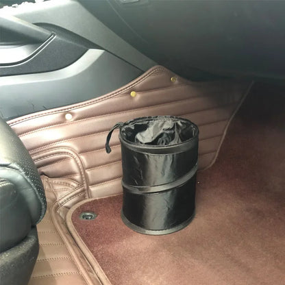 Waterproof Black Car Trash Can with Side Pocket - Leak-Proof Cooler Bag for Vehicle Waste Disposal