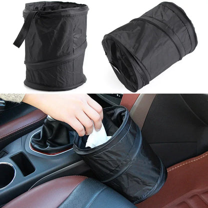 Waterproof Black Car Trash Can with Side Pocket - Leak-Proof Cooler Bag for Vehicle Waste Disposal