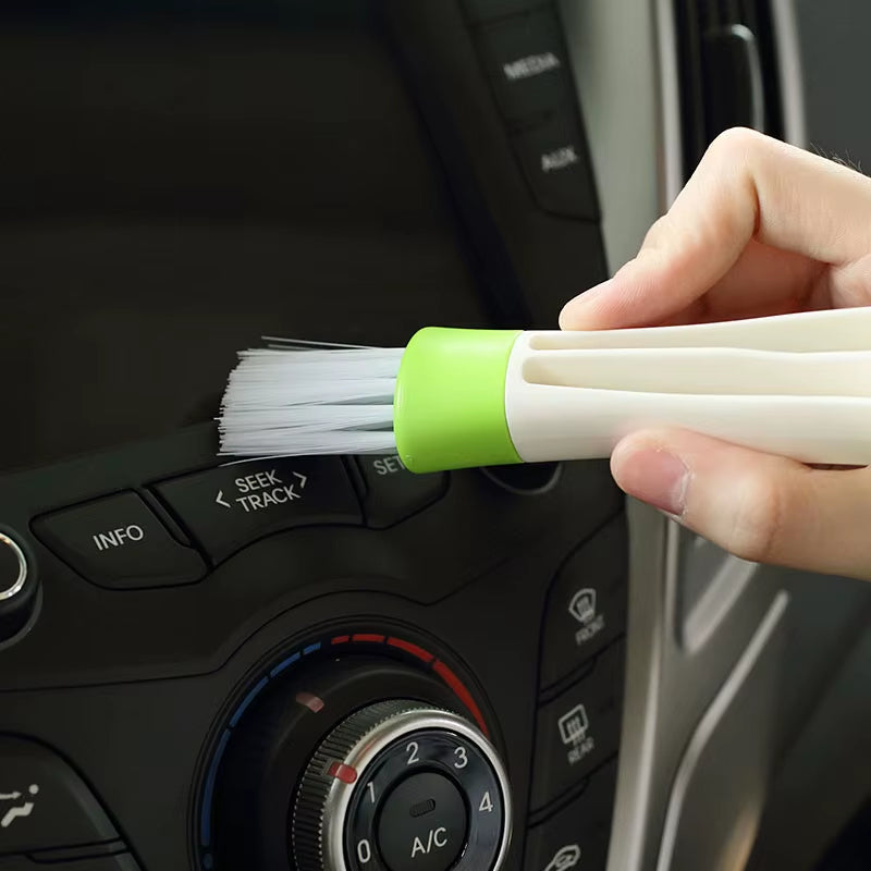2-in-1 Car Air Conditioner Outlet Cleaning Tool and Multi-Purpose Dust Brush for Interior and Grille Cleaning