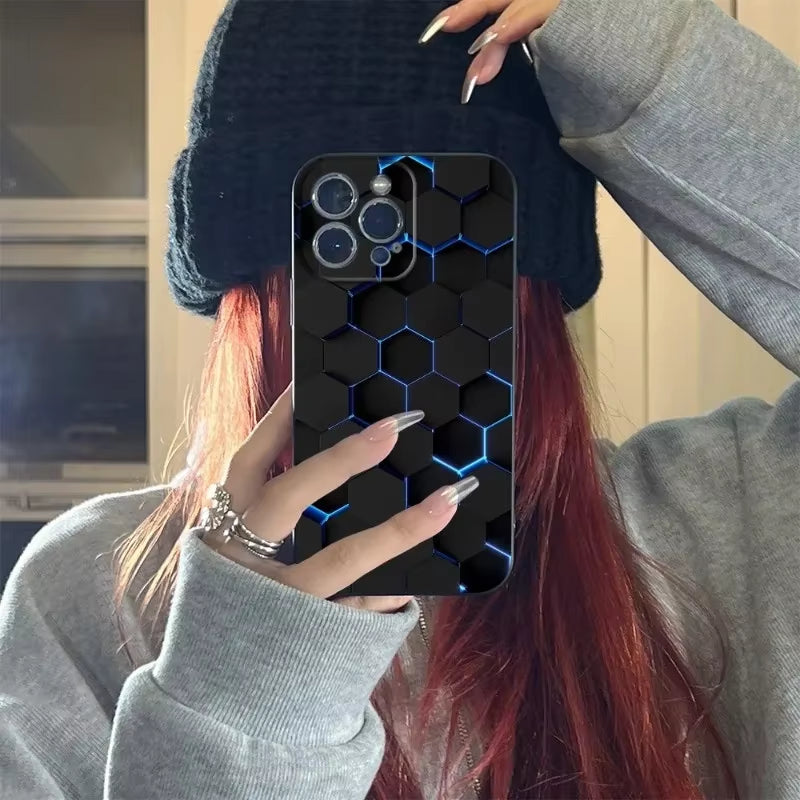 Car Carbon Fibre Phone Case for Iphone 16 15 14 11 12 Pro 8 7 15 plus 13 Pro MAX XR XS MINI SE 2020 Black Covers