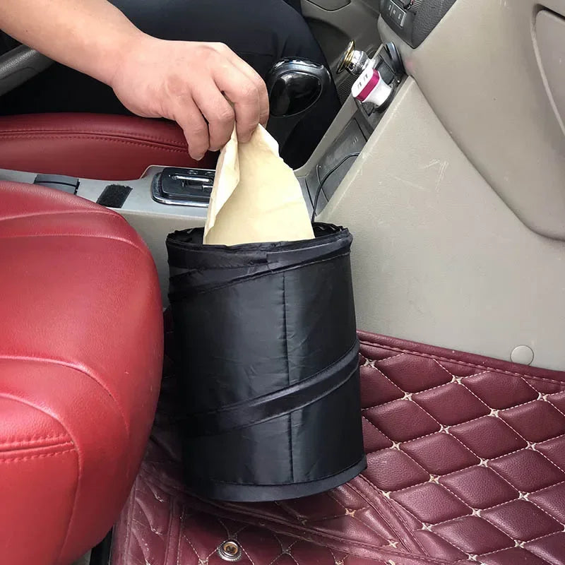 Waterproof Black Car Trash Can with Side Pocket - Leak-Proof Cooler Bag for Vehicle Waste Disposal